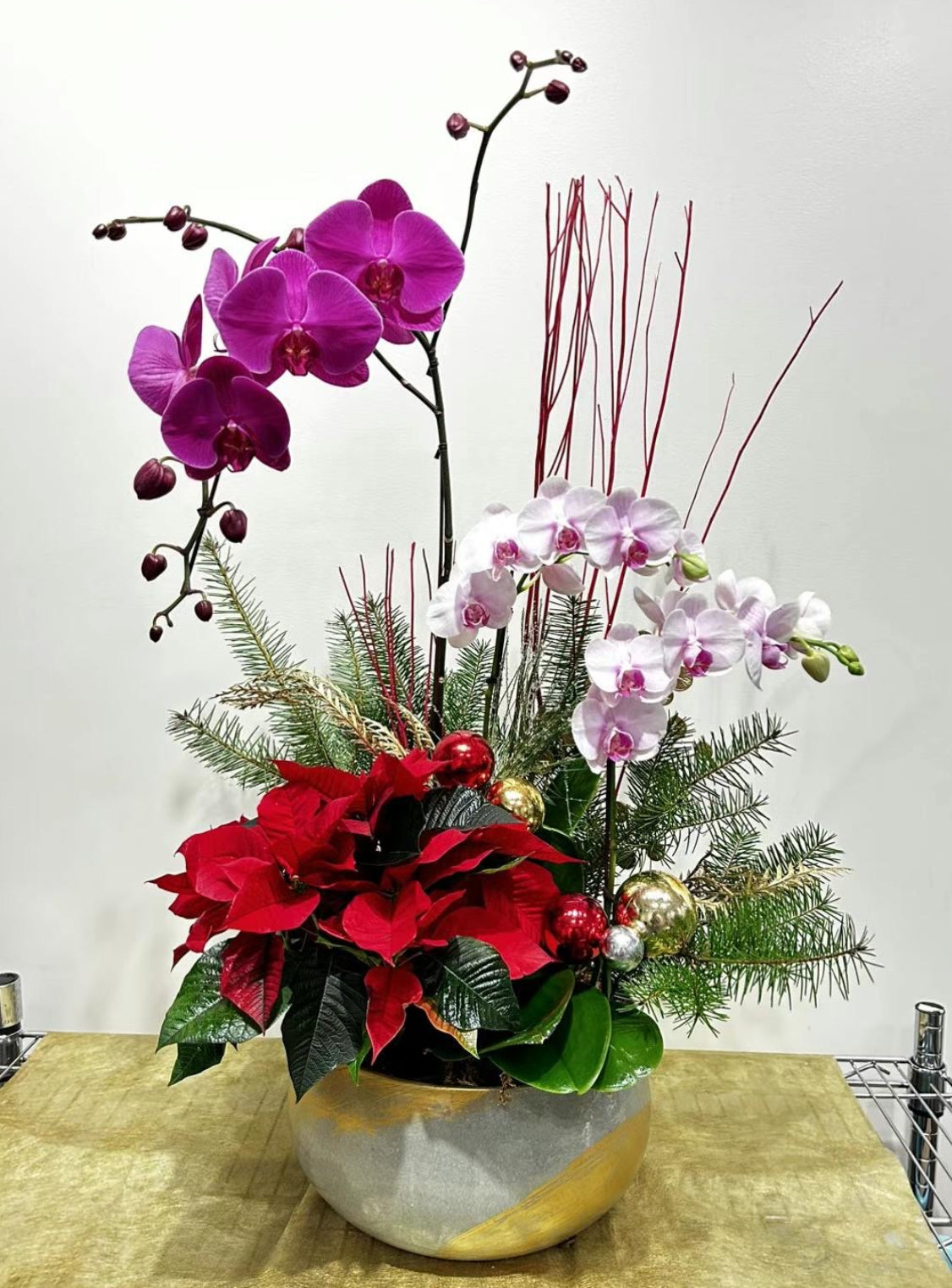 Christmas Orchids w/tropical arrangement