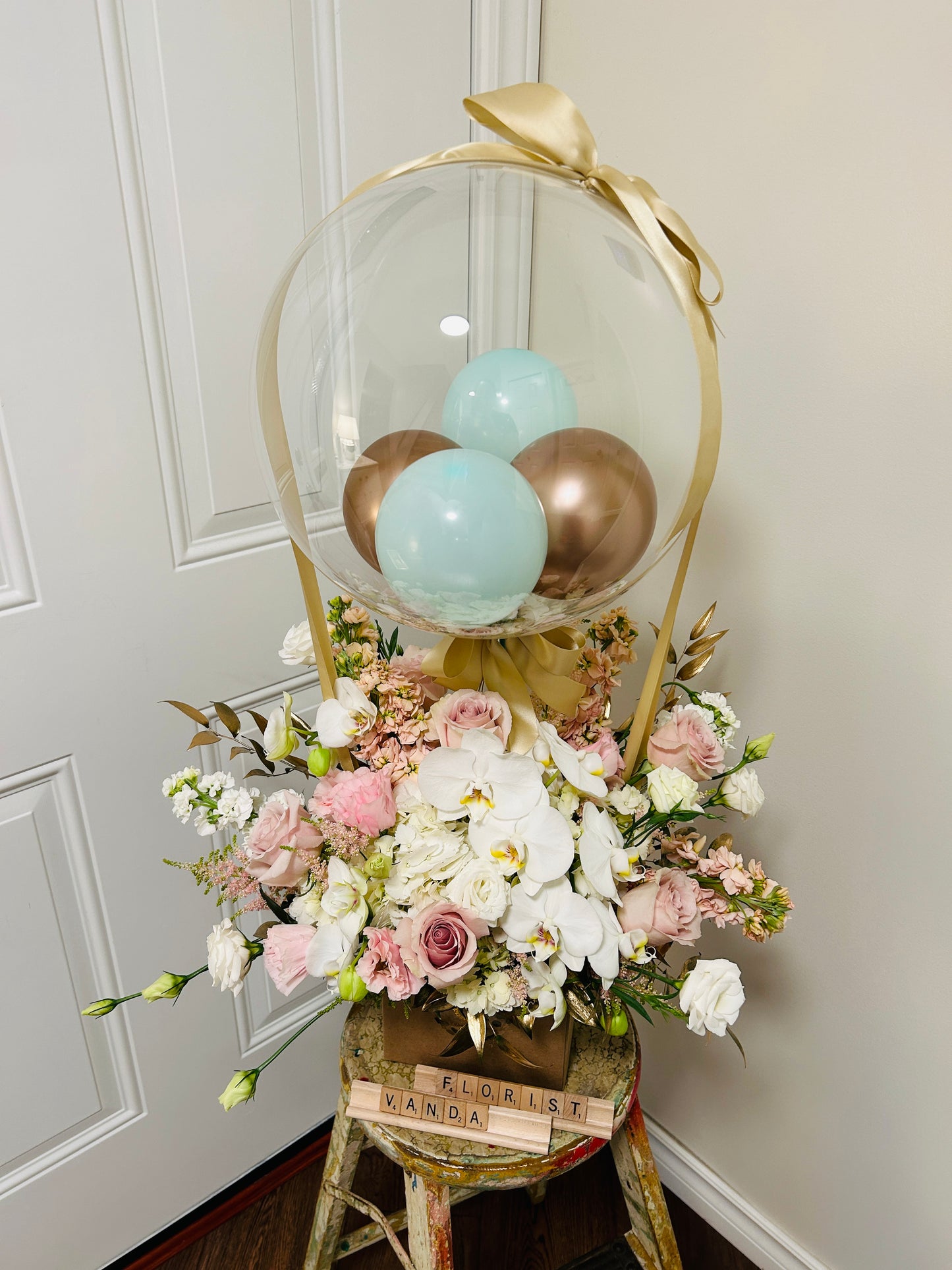 16” Balloon with Premium Assorted Floral arrangement