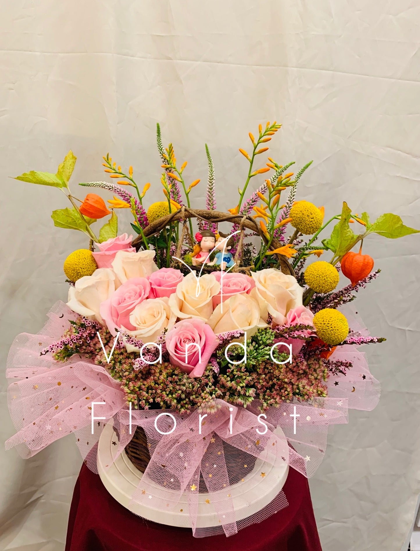 Floral Basket with Lover’s Swing
