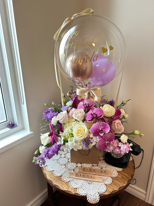 16” Balloon with Premium Assorted Floral arrangement