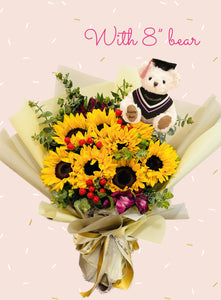 Sunflower with Graduation Bear
