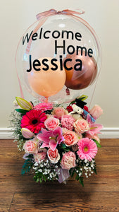 18" Balloon with Fresh Floral arrangement