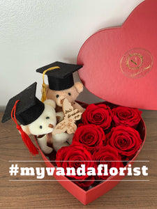 Graduation bear with roses Gift box