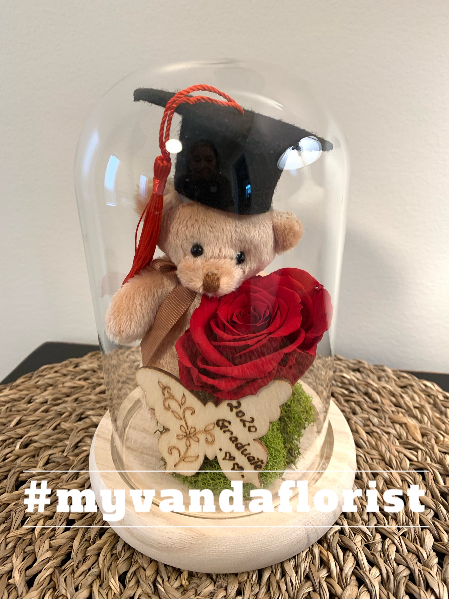 Graduation bear with Preserved Rose Gift
